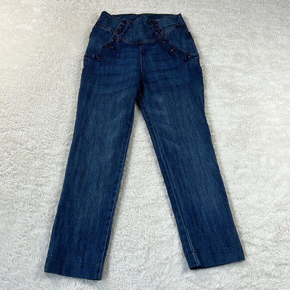 G-Tton Denim High waist sailor button front jeans, size 9 - Picture 4 of 11